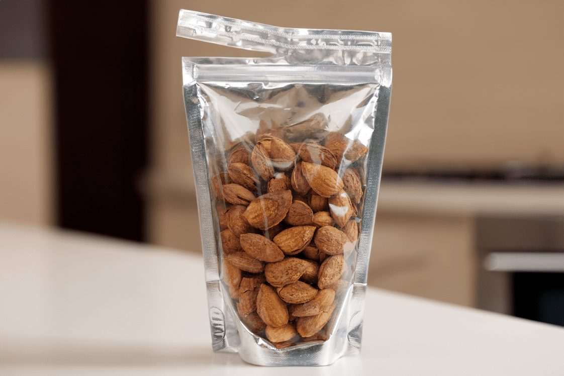 Stand-up pouch of almonds