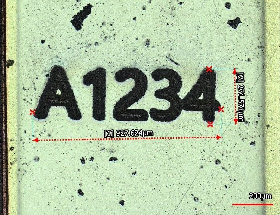Microscope image of a 927 µm-wide laser mark