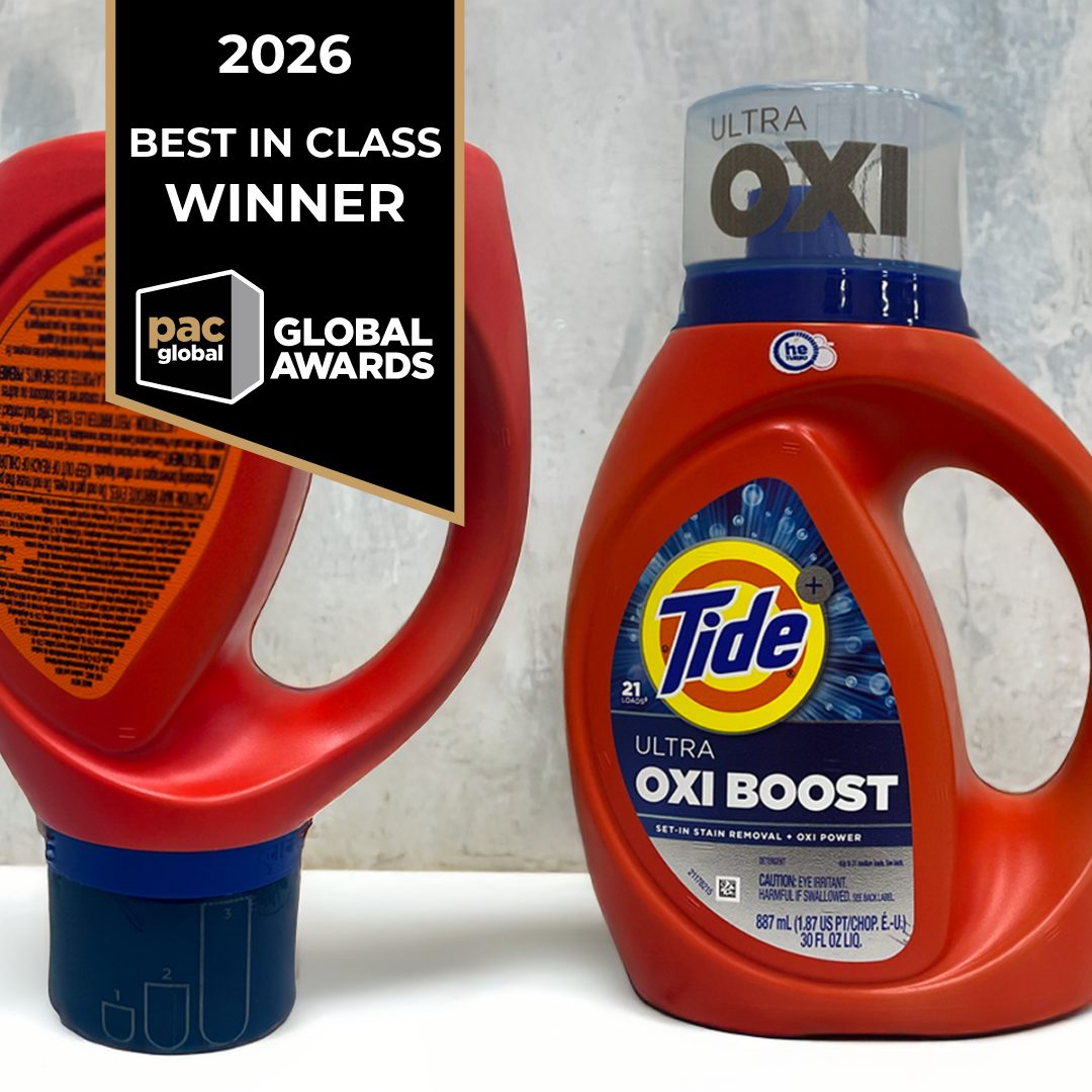 Tide Ultra OXI Boost bottles with the 2026 PAC Global Best in Class badge